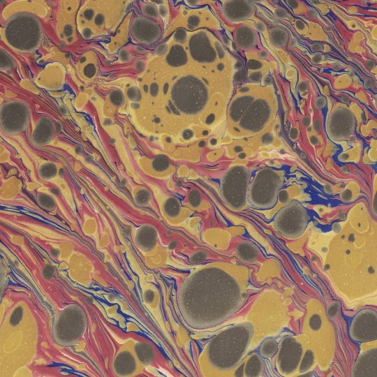 Hand Marbled Paper Stone Marble Pattern in Goldenrod and Mauve ~ Berretti Marbled Arts